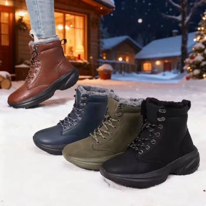 Bottes d'hiver minimalistes en unité centrale avec doublure en flanelle pour femmes, bout pointu, talons moyens, étanches, pour toutes les occasions et le confort tout au long de l'hiver