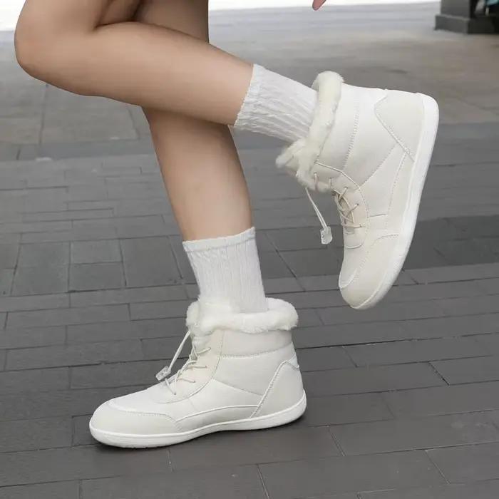 Nouvelles bottes d'hiver pour femmes bout large pieds nus baskets hiver femmes bottes de neige épais en peluche femmes bottes bottines chaussures de randonnée