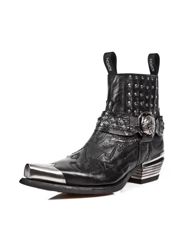Garniture métallique bout pointu bottes pour femmes plate-forme haute talon épais