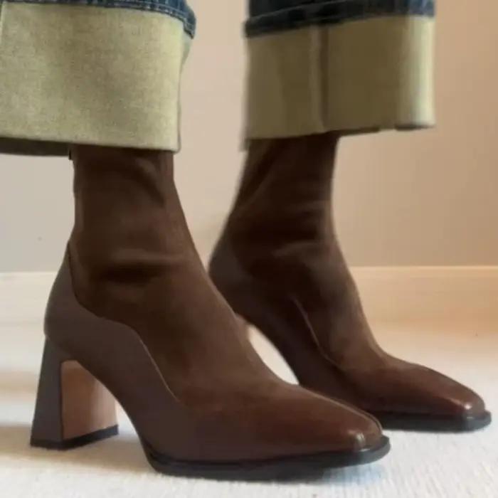 Bottes courtes Chelsea à talons épais pour femmes