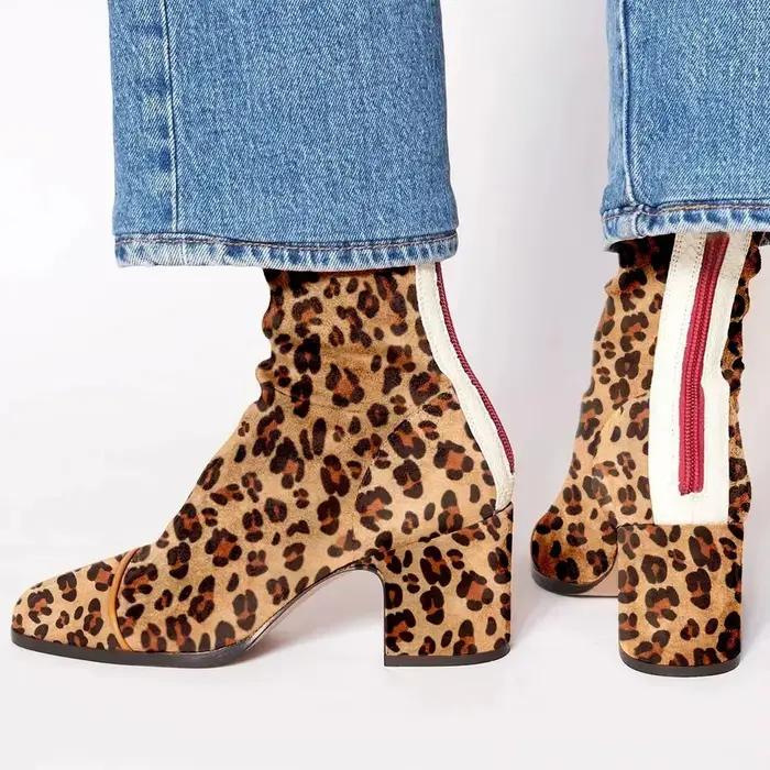 Nouvelles Bottes Femme Hiver 2026 à Talons Hauts en Daim Style Britannique à Bout Carré Tailles 40-43