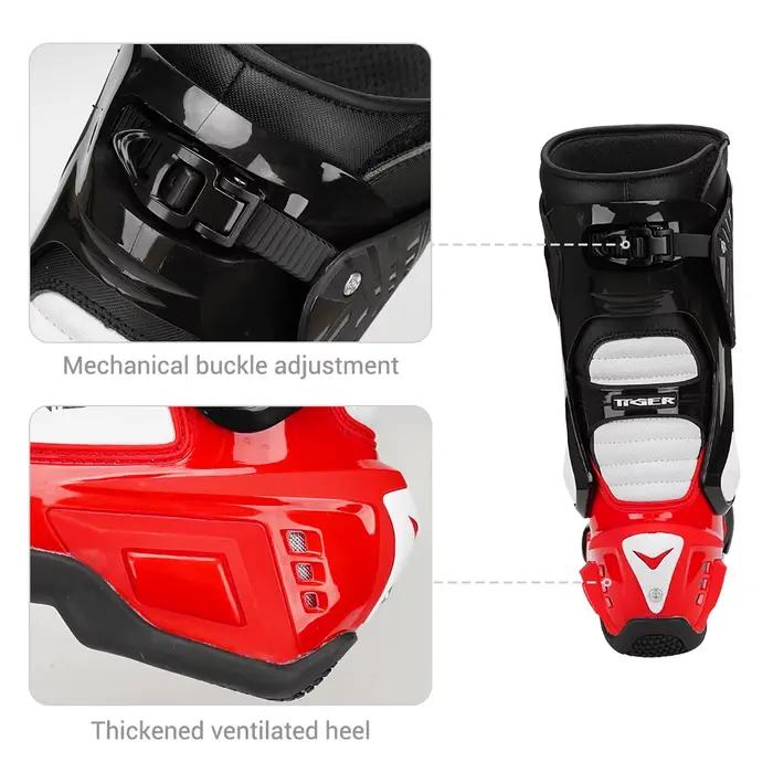 Bottes de Motard En Cuir Respirantes Pour Hommes Et Femmes, Chaussures De Moto Étanches Pour Voyageurs Occasions Spéciales