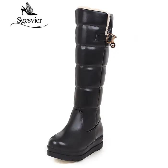 SGESVIER – demi-bottes chaudes en peluche pour femme, chaussures de neige à bout rond, imperméables, en coton, OX115, collection hiver 2017