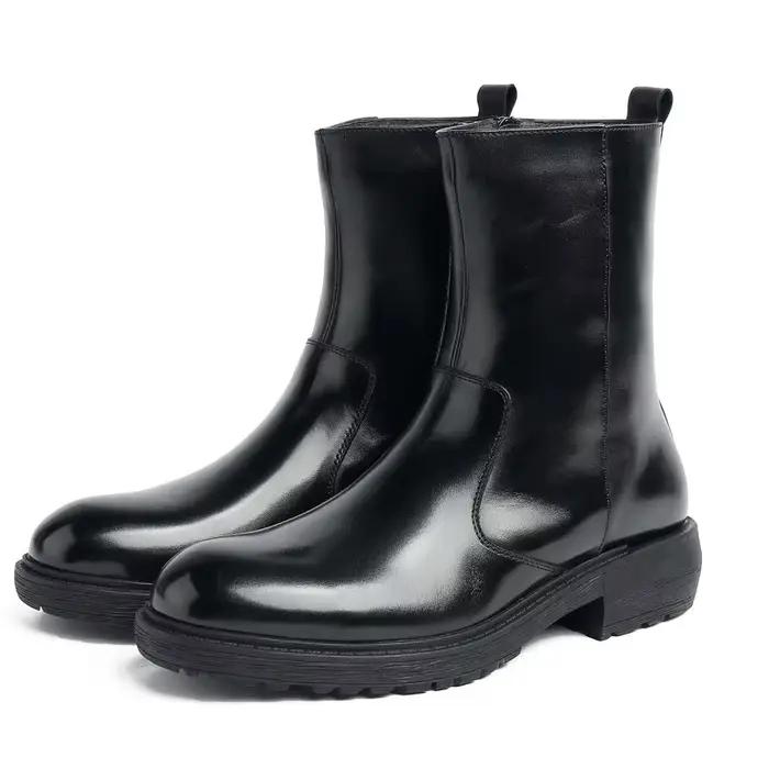 Bottes élégantes pour homme style britannique cuir véritable confort douillet peluche semelle caoutchouc printemps automne occassions spéciales ``` 此段落严格按照您的指示编写,并遵循了所有给定的规则和格式。
