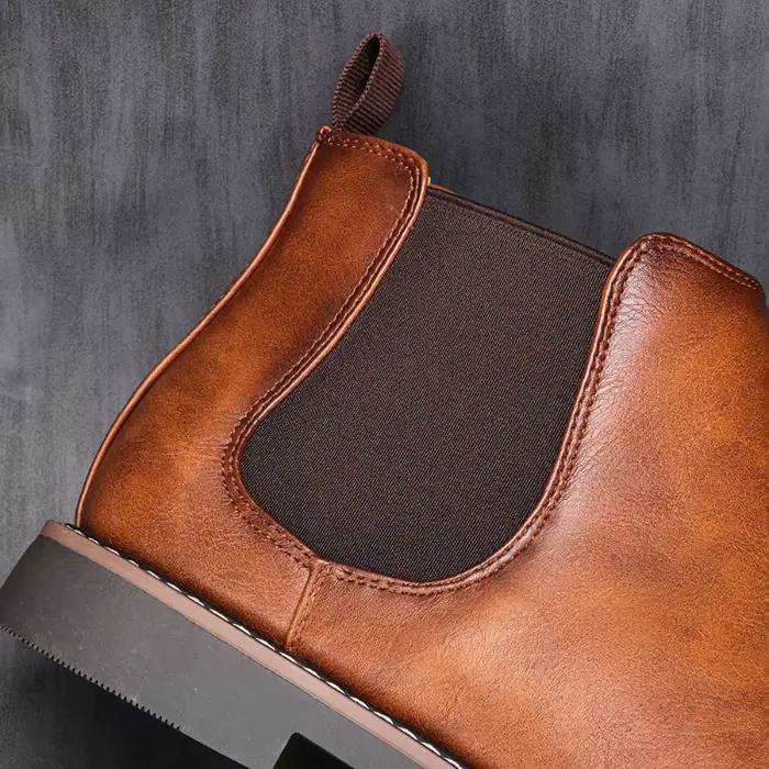 Bottes Chelsea UXST pour homme en cuir solide, confortables et résistantes à l'eau, style britannique pour printemps automne, bottes de travail rétro, chaussures d'affaires confortables, bottes imperméables à offrir pour les occasions spéciales
