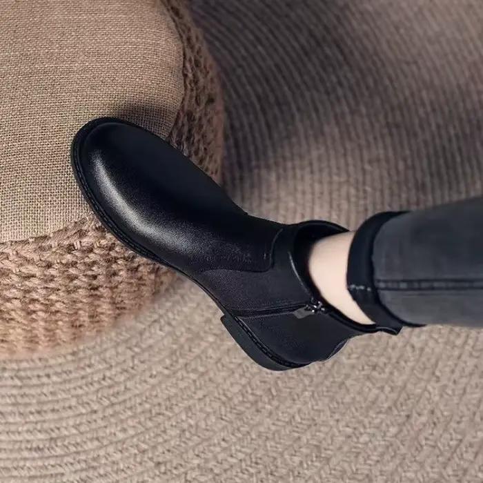 Bottines à talons bas avec fermeture éclair latérale pour femme