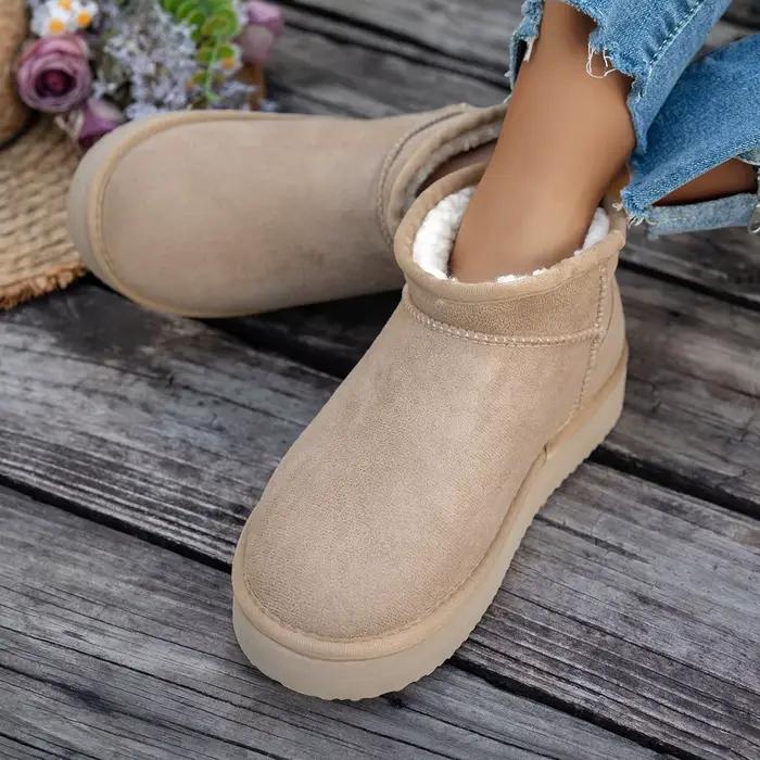 Bottines d'hiver décontractées en peluche pour femmes