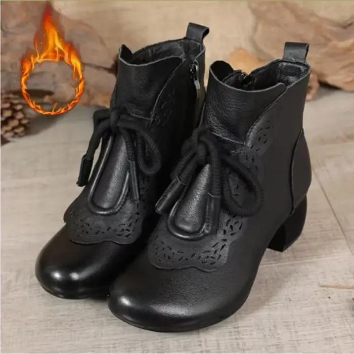 Bottes YEAE en cuir PU pour femme, bottes de neige élégantes et confortables, bottes d'hiver pour femmes, style britannique, bottes pour les occasions spéciales
