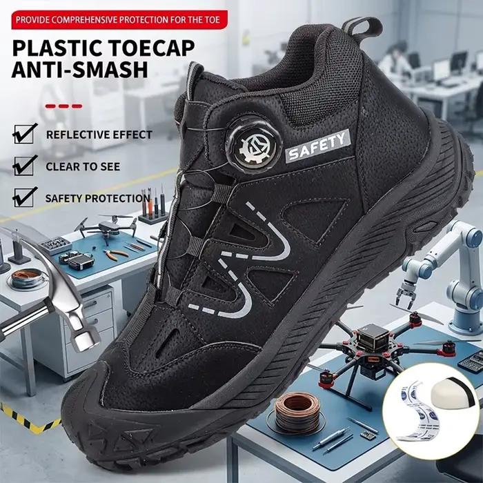 Bottes de sécurité pour hommes, chaussures de travail en cuir imperméables, semelle antidérapante, semelle intermédiaire en acier anti-perforation, chaussures de chantier