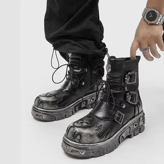 Bottes de moto de Style gothique Punk pour hommes