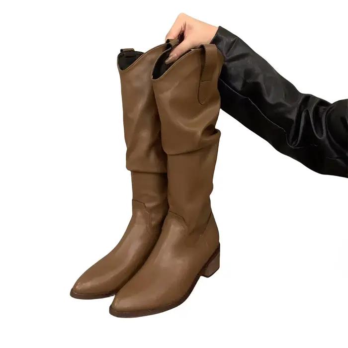 Bottes de cowboy occidentales à talons épais vintage pour femmes