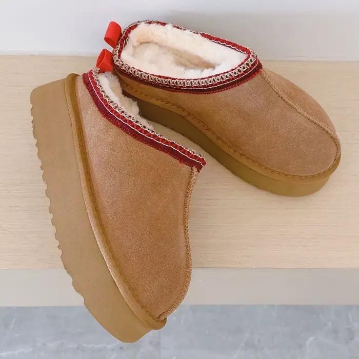Nouvelles Bottes de Neige Ultra Mini à Plateforme en Fourrure pour Femmes 2026, Chaussons d'Hiver Classiques en Cuir de Vache Véritable pour Hommes, Bottines Chaudes pour Femmes