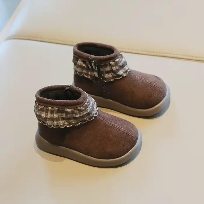 Bottes en cuir doublées chaudes pour filles, bottes d'hiver en peluche douce, antidérapantes, Chic et confortables, pour la maternelle, nouvelle collection 2025