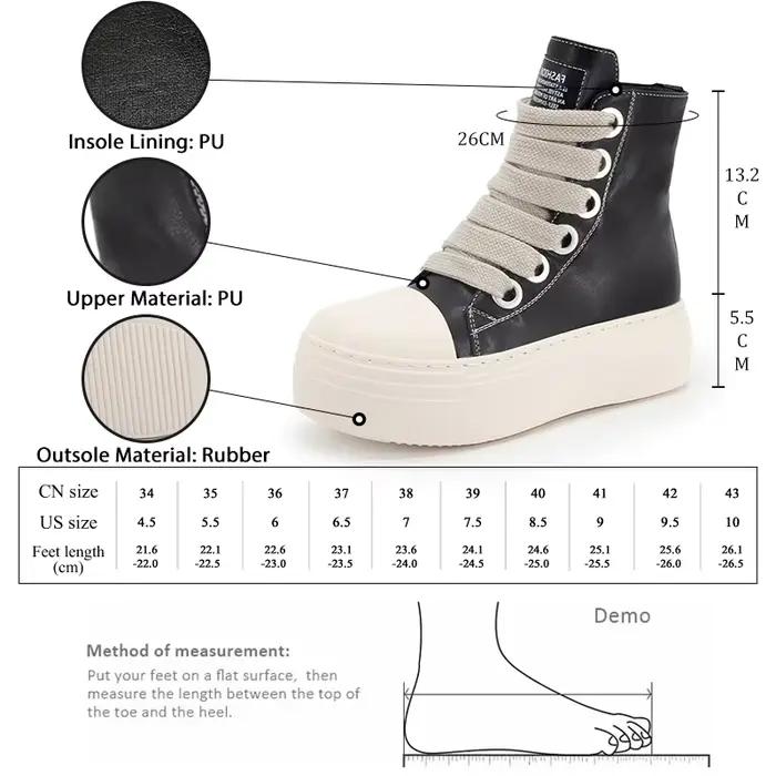 GMQM-Bottes de rinçage à plateforme en cuir PU pour femmes, chaussures rondes noires, Parker, à lacets, étudiant, plat, décontracté, mode, nouveau, 2024