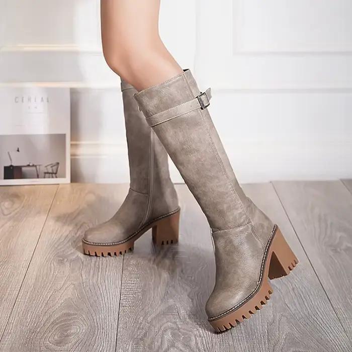BLXQPYT Plus Vente Femmes Hiver Chaussures Bottes Hautes Au Genou