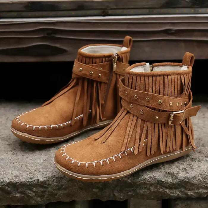 Botines-Bottes de rinçage à talons plats pour femmes