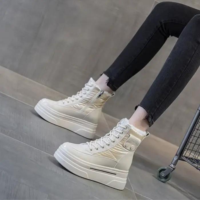 9cm nouveau vers le bas en cuir véritable femmes neige bottines plate-forme cale talons cachés chaud