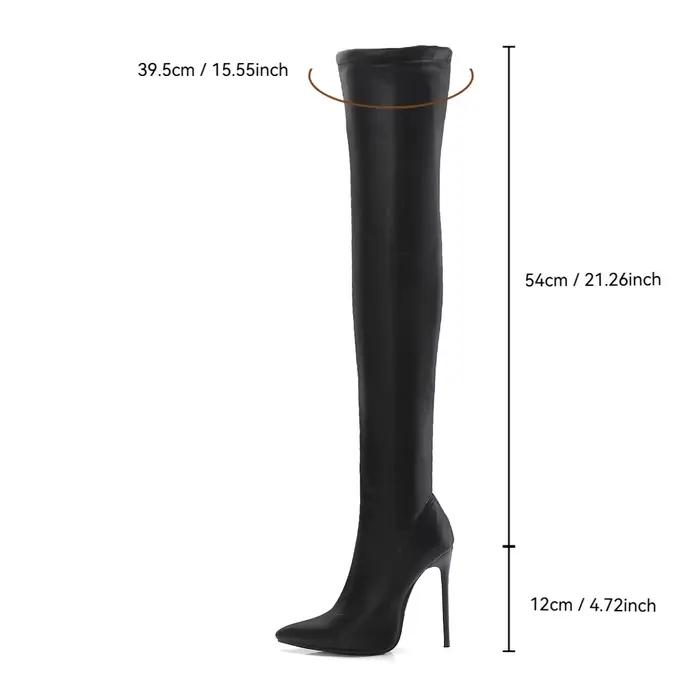 Bottines noires en cuir à bout pointu et talon aiguille pour femmes