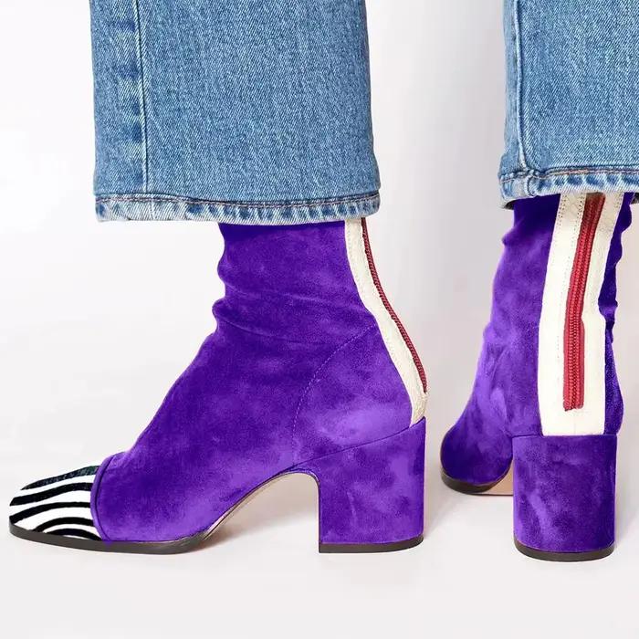 Nouvelles Bottes Femme Hiver 2026 à Talons Hauts en Daim Style Britannique à Bout Carré Tailles 40-43