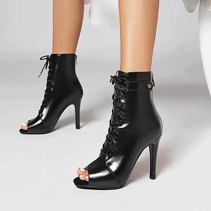 Bottes WEIQILI en cuir artificiel pour danse latine talons fins bottes de fête pour femmes occasions spéciales