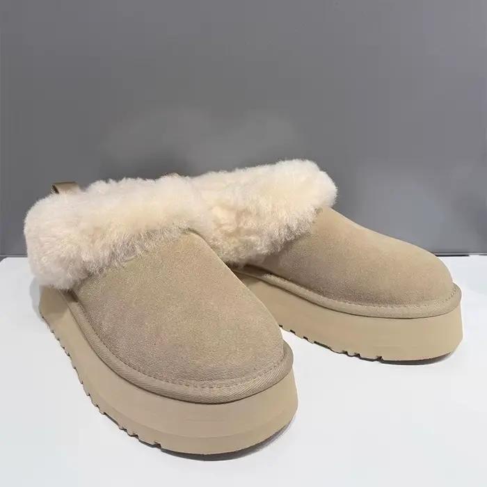 Femmes cheville bottes de neige mode plate-forme bas pantoufles maison chambre coton chaussures