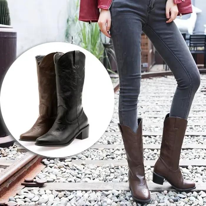 Nouvelles femmes bottes hiver haut Western extérieur Cowboy