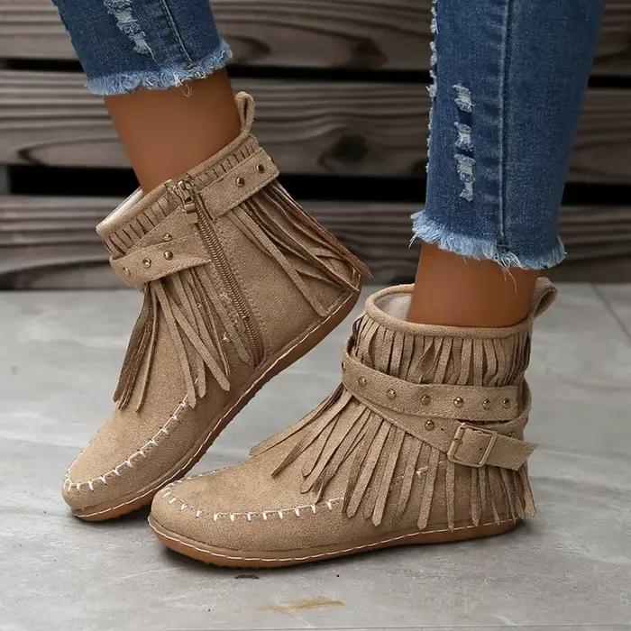 Botines-Bottes de rinçage à talons plats pour femmes