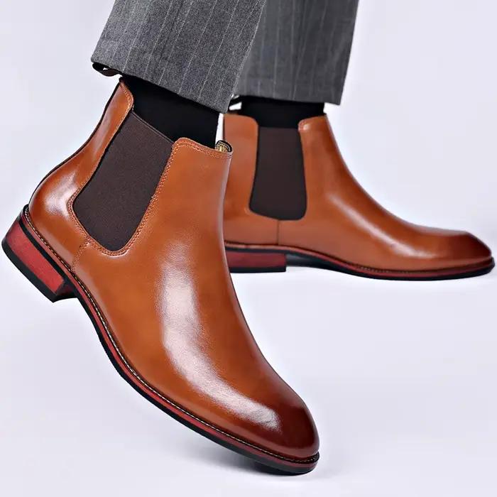 Bottines Chelsea respirantes à bout pointu pour hommes