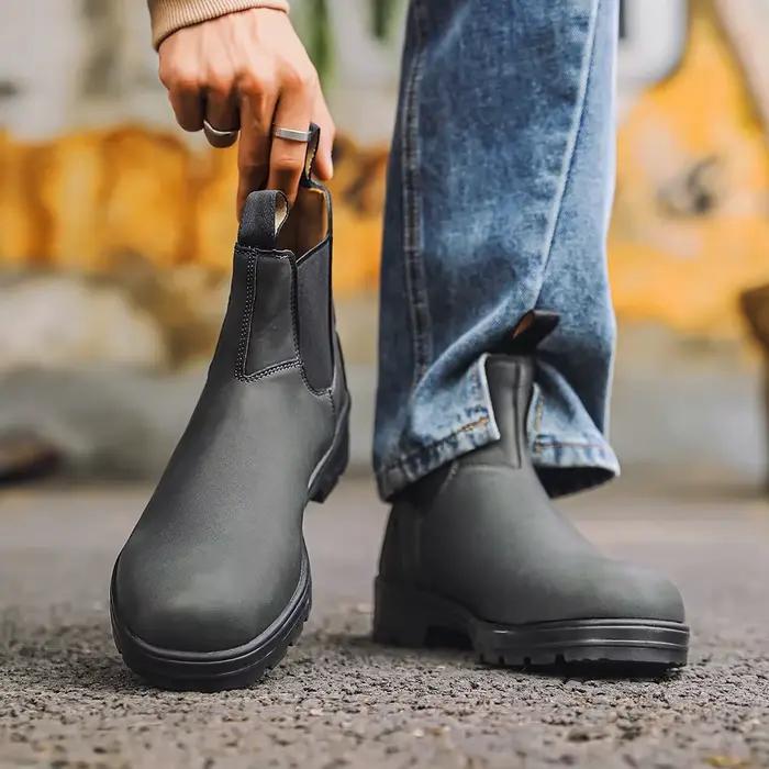 Bottines Chelsea unisexes à la mode, bottines respirantes à enfiler pour Couples, confort nuage, Design élastique, bottes de moto décontractées