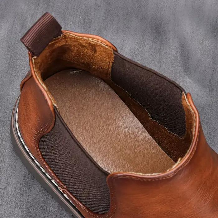 Bottes Chelsea UXST pour homme en cuir solide, confortables et résistantes à l'eau, style britannique pour printemps automne, bottes de travail rétro, chaussures d'affaires confortables, bottes imperméables à offrir pour les occasions spéciales