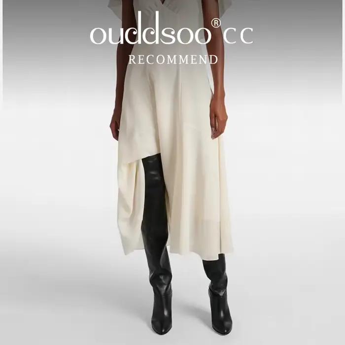 Ods-Cuissardes en cuir plissées pour femmes, Bottes marron, Sexy, Jolie tu, Parker, Stiletto, Nouveautés solides, Mode, Moderne, Cuissardes, 41434546