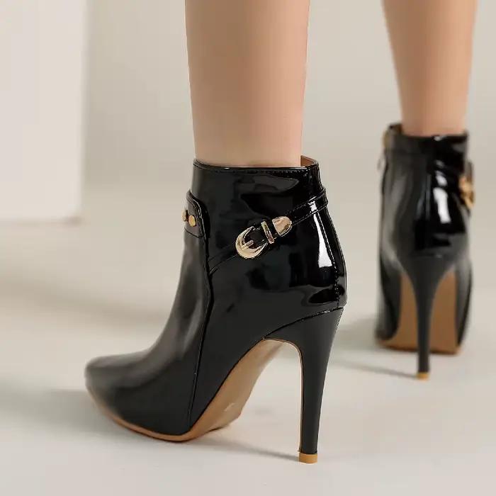 Bottes de rinçage courtes pour femmes, chaussures de danse de fête, talons hauts imperméables, pointes de bottes vernies noires et vertes, mode féminine, grande taille, 45, 50