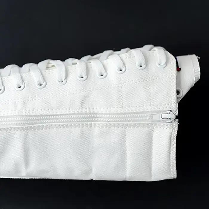 Toile bottes longues pour femmes haut femmes chaussures en toile à lacets genou bottes hautes chaussures plates décontracté vulcanisé chaussures baskets filles