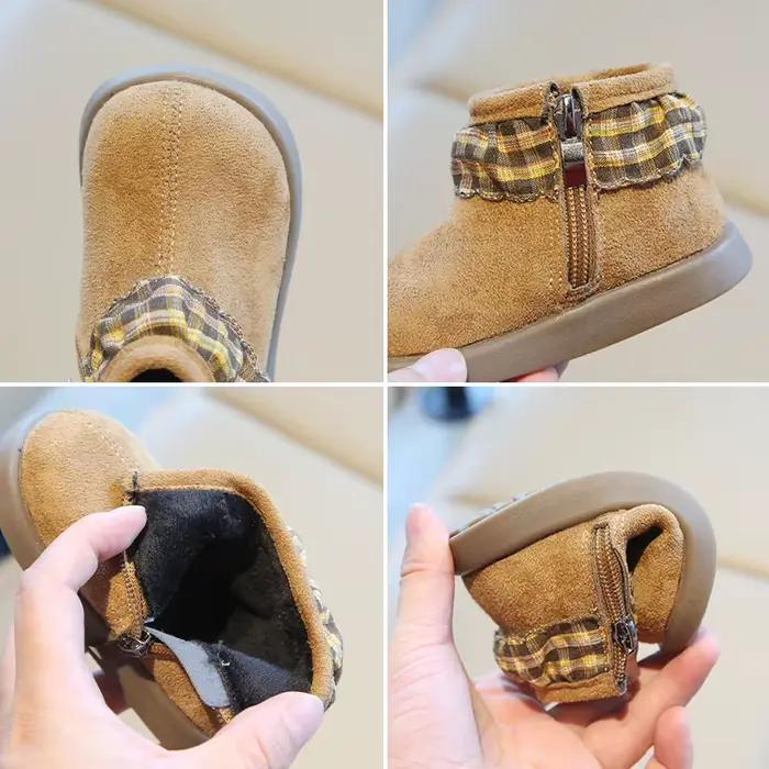 Bottes en cuir doublées chaudes pour filles, bottes d'hiver en peluche douce, antidérapantes, Chic et confortables, pour la maternelle, nouvelle collection 2025