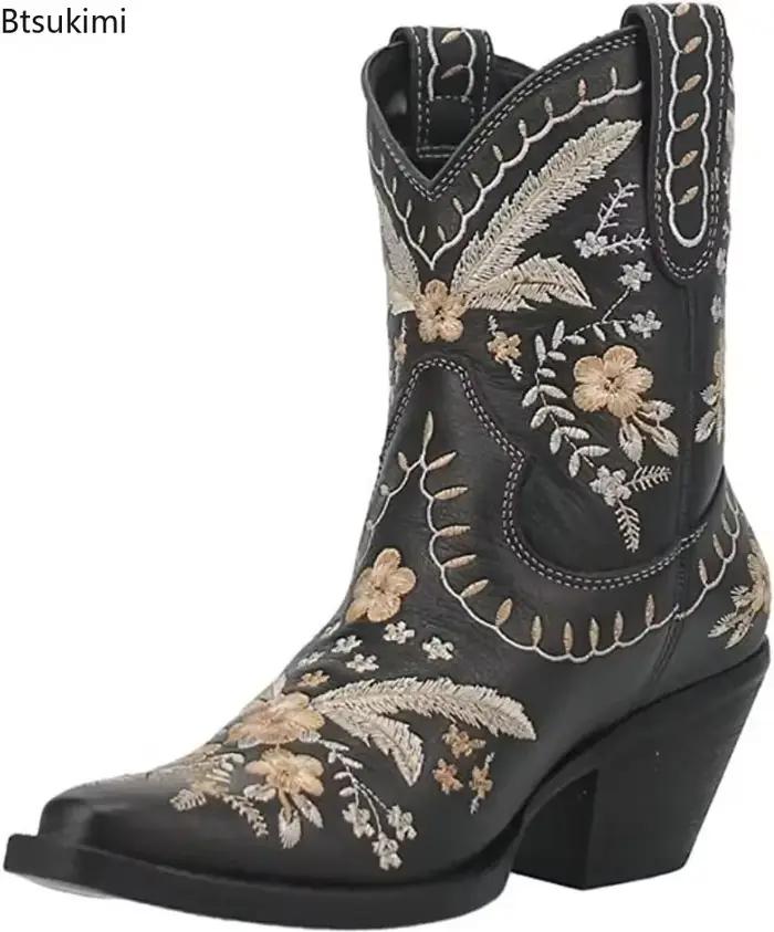 Nouvelles Bottes Western Brodé 2026 pour Femme