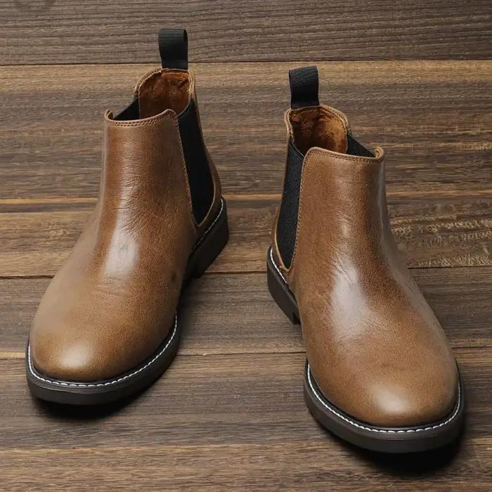 Bottes Chelsea UXST pour homme en cuir solide, confortables et résistantes à l'eau, style britannique pour printemps automne, bottes de travail rétro, chaussures d'affaires confortables, bottes imperméables à offrir pour les occasions spéciales