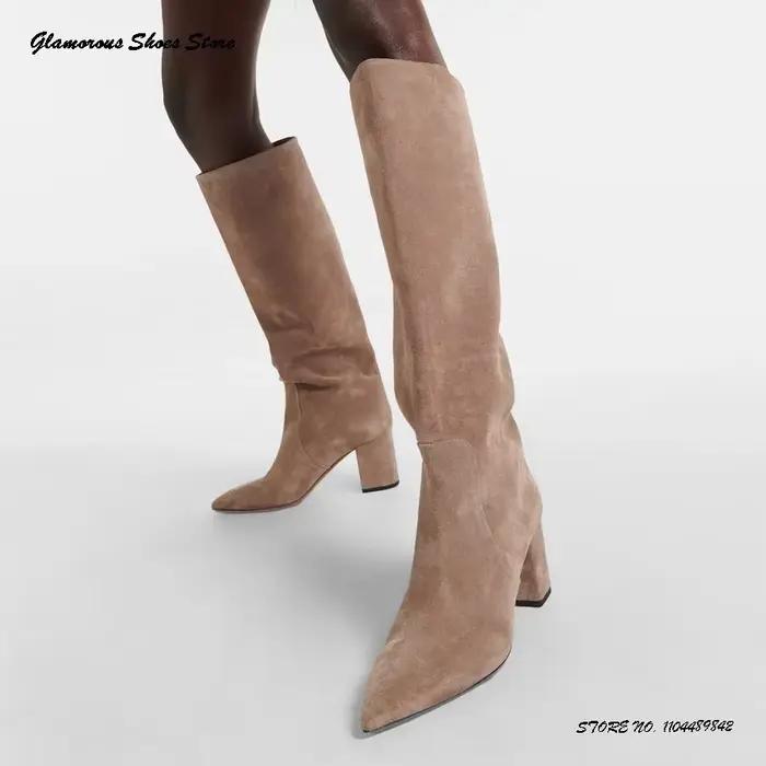 Bottes en faux daim pour femmes élégantes et confortables pour toutes les saisons printemps automne ```