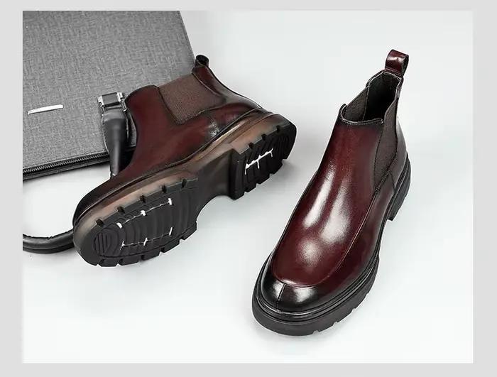 Bottes Chelsea britanniques à semelles épaisses pour hommes