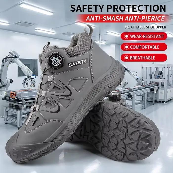 Bottes de sécurité pour hommes, chaussures de travail en cuir imperméables, semelle antidérapante, semelle intermédiaire en acier anti-perforation, chaussures de chantier