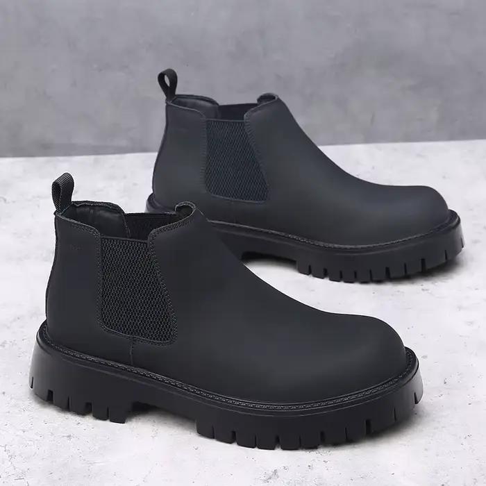 Bottes Chelsea pour hommes grande taille à semelle épaisse