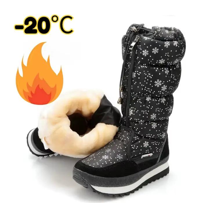 Hiver épais femmes bottes de neige chaud en peluche mi-mollet bottes antidérapant imperméable plate-forme botte de neige décontracté femme blanc chaussures