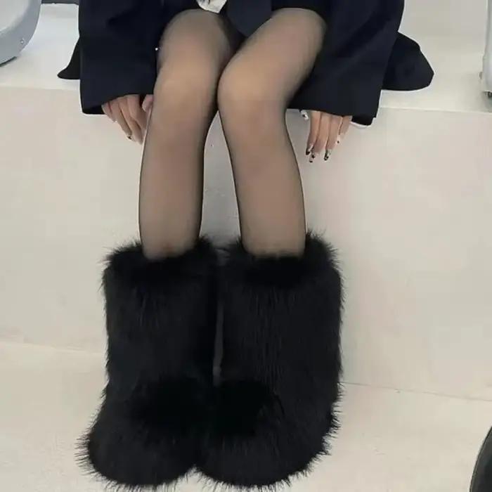 Bottes de neige mi-mollet moelleuses pour femmes, chaussures chaudes en coton, mode d'hiver, Y2K