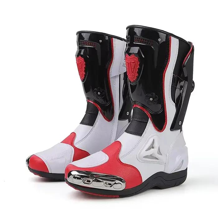 Wolf bottes de Motocross en cuir hommes anti-dérapant
