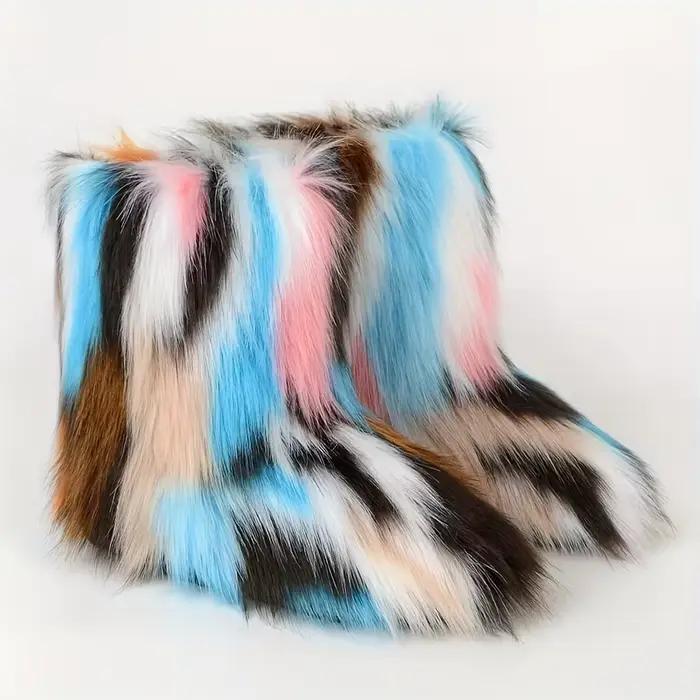 Bottes de neige mi-mollet moelleuses pour femmes, chaussures chaudes en coton, mode d'hiver, Y2K