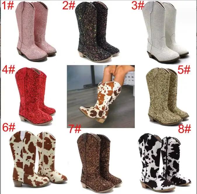 2025 nouveaux enfants filles bottes en cuir bling bling printemps été automne hiver bonne qualité mode filles chaussures 5-3 F148