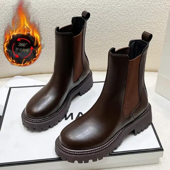 Bottines Chelsea à semelles épaisses pour femme, chaussures d'hiver, courtes, à la mode, nouvelle collection automne 2024