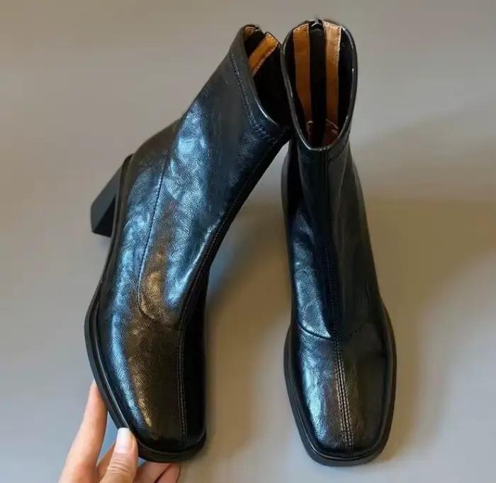 Bottes élastiques polyvalentes à talons hauts et épais pour femmes