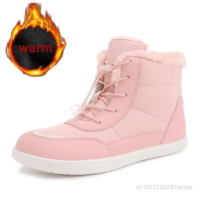 Nouvelles bottes d'hiver pour femmes bout large pieds nus baskets hiver femmes bottes de neige épais en peluche femmes bottes bottines chaussures de randonnée