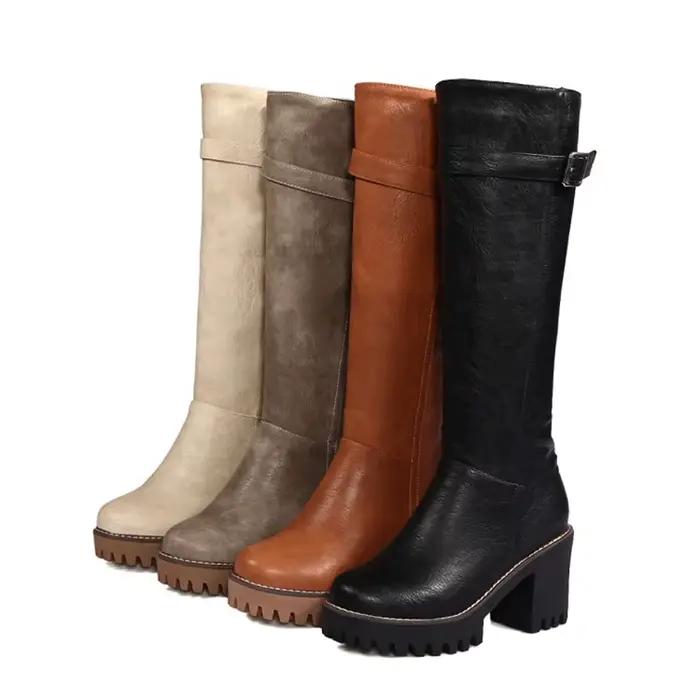 BLXQPYT Plus Vente Femmes Hiver Chaussures Bottes Hautes Au Genou