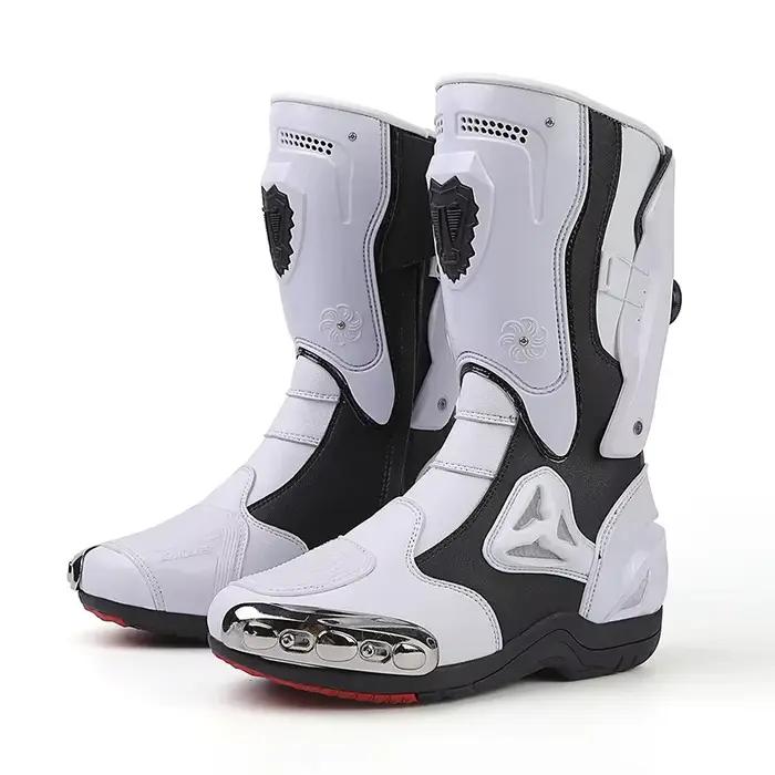 Wolf bottes de Motocross en cuir hommes anti-dérapant